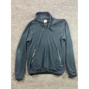 Holden Fleece Pullover Mens Large Blue Mock Neck Button Thumbhole Pocket